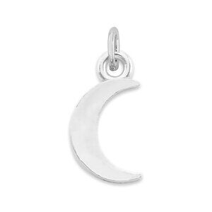 Solid 14k White Gold Moon Charm - Celestial Jewelry Gifts for Women